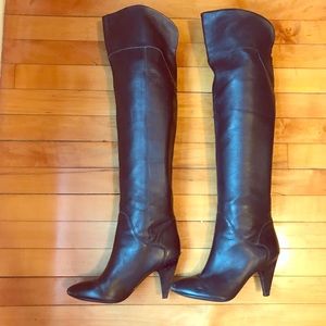 Over the knee leather heeled boots by Guess